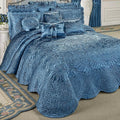 Portia Luxury Bedding | Sapphire | Quilted Polyester Satin | Hand Guided by TouchofClass