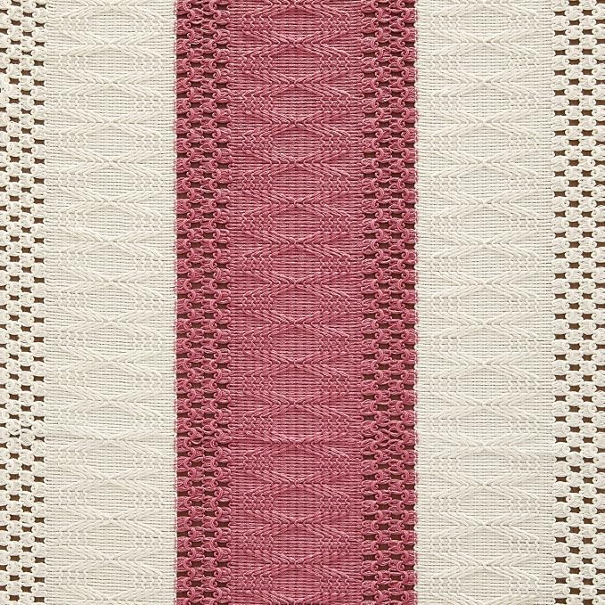 ZeeMart Macrame Style Bicolor Stitching Table Runner, 14 x 108 Inch Dusty - Image 6