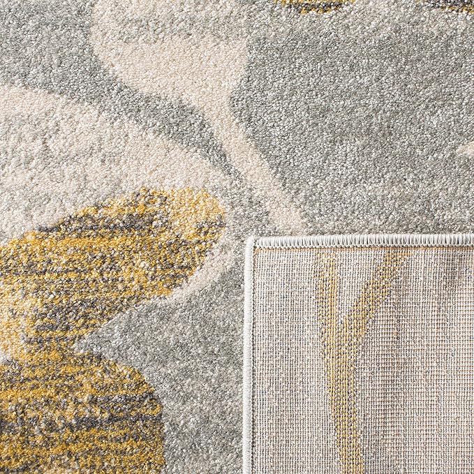 SAFAVIEH Evoke Collection 2'2" x 11' Grey / Gold EVK236P Floral Non-Shedding - Image 5