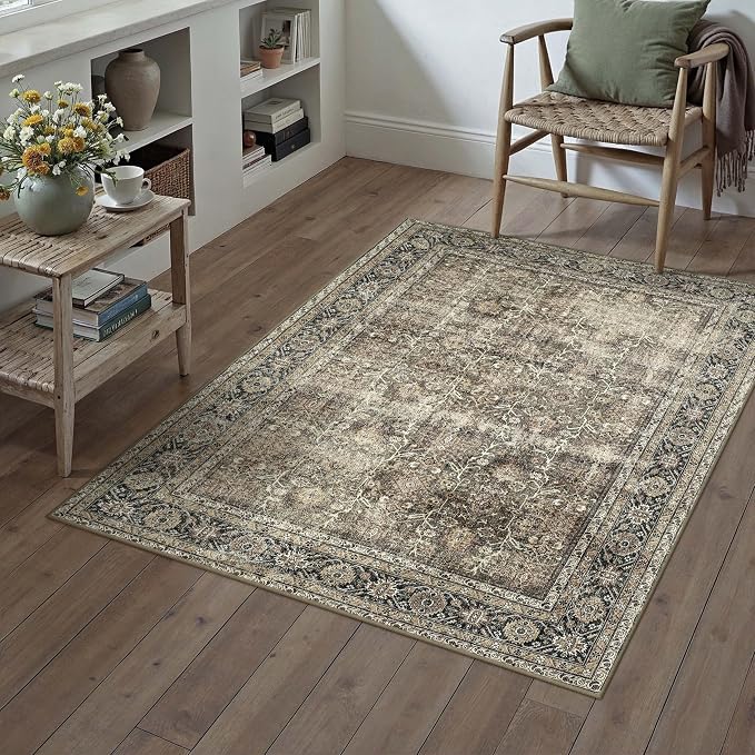 Brown Entryway Rug 2x4 Vintage Area Carpet Indoor Kitchen Washable Door Mat - Image 4