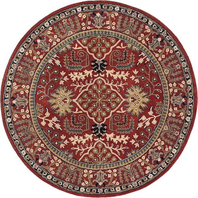 SAFAVIEH Antiquity Collection 6' Round Red / Multi AT64A Handmade Traditional - Image 3