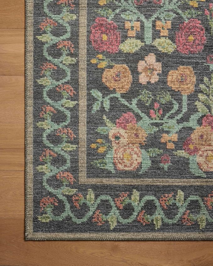 Loloi Rifle Paper Co. Rosa Collection RSA-01 Black 2'-0" x 5'-0" Accent Rug - Image 4