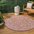 JONATHAN Y Weave Floral Indoor Outdoor Round Area Rug 4 Ft Red/Taupe, Tela by JONATHANY