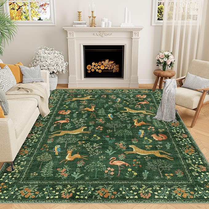 DUKINO 9x12 Rug, Washable Animal Living Room Rug by DUKINO