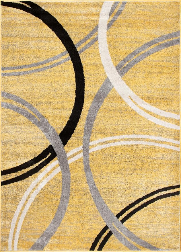 Rugshop Wavy Circles Design Area Rug, Non-Shedding Carpet - Image 2