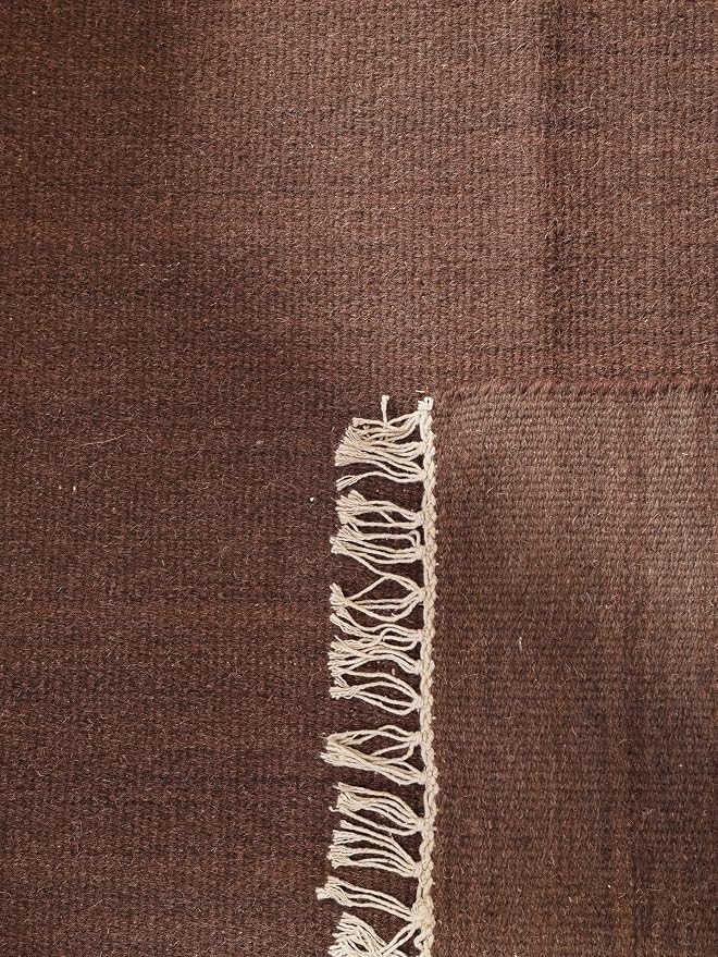 Rugsotic Carpets Hand Woven Flat Weave Kilim Wool 5'x8' Area Rug Solid Dark - Image 7
