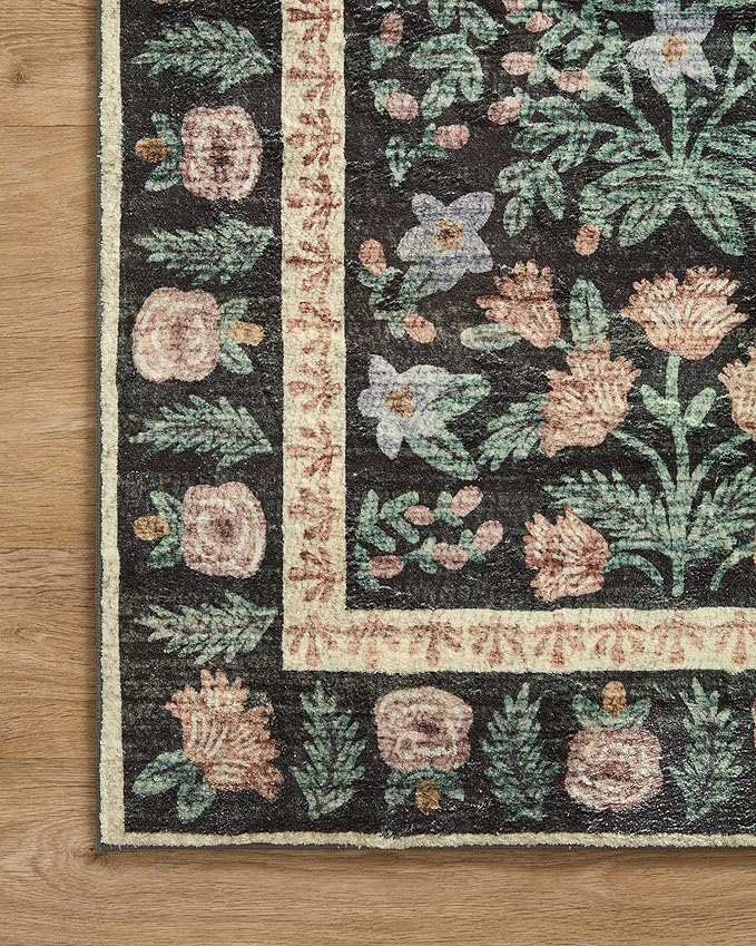 Loloi Rifle Paper Co. Eden Collection EDE-02 Mughal Garden Black 2'-6" x 9'-6" - Image 5