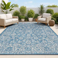 JONATHAN Y Weave Floral Indoor Outdoor Area Rug 8X10 Navy/Gray, Tela Bohemian by JONATHANY