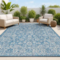 JONATHAN Y Weave Floral Indoor Outdoor Area Rug 4X6 Navy/Gray, Tela Bohemian by JONATHANY