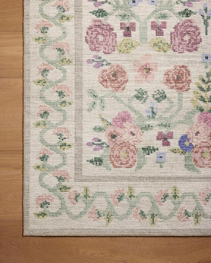 Loloi Rifle Paper Co. Rosa Collection RSA-01 Ivory 2'-0" x 5'-0" Accent Rug - Image 7