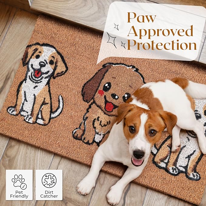 Coir Door Mats 17" X 30", Non-Slip Sturdy, PVC Backed Heavy Duty, The 3 Cute - Image 6