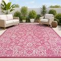 JONATHAN Y Weave Floral Indoor Outdoor Area Rug 5X8 Fuchsia/Light Gray by JONATHANY