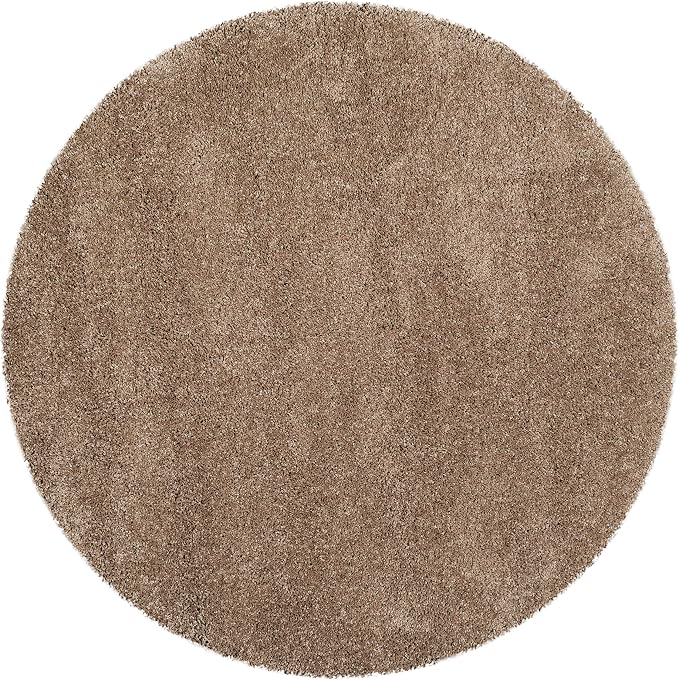 SAFAVIEH Milan Shag Collection 3' Round Dark Beige SG180 Solid Non-Shedding by SAFAVIEH