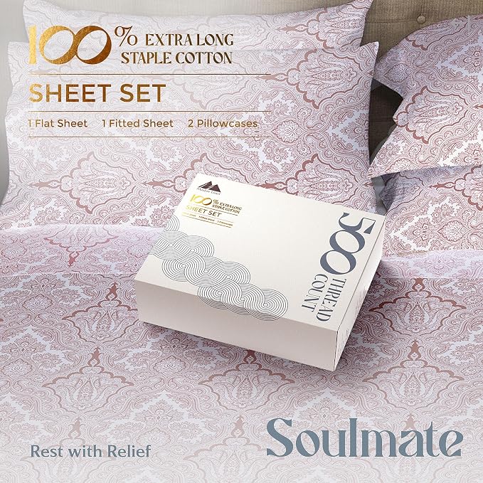 Mayfair Linen 100% Cotton Printed Bed Sheets King Size Set - Image 6