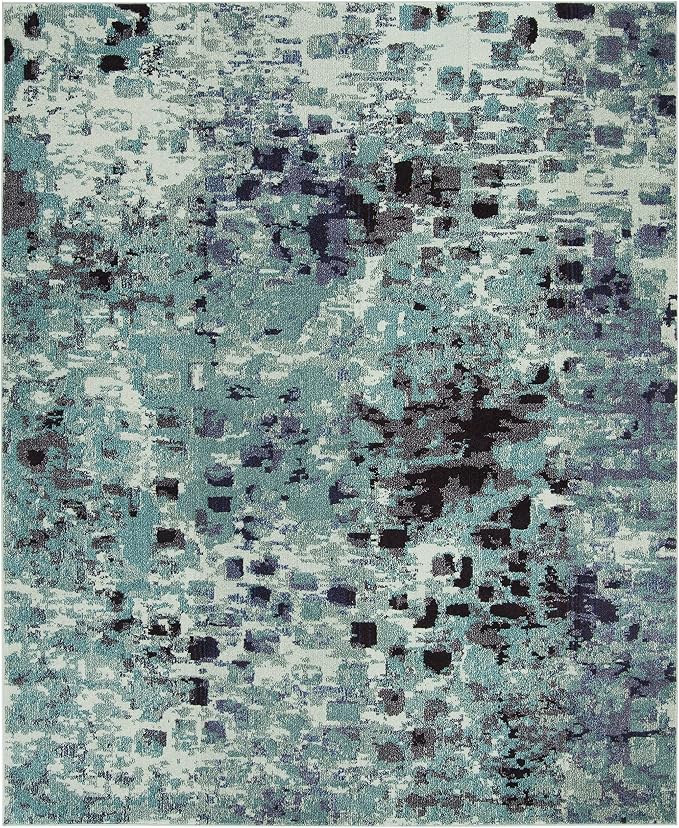 SAFAVIEH Monaco Collection 9' x 12' Light BlueMulti MNC225J Boho Chic Abstract - Image 2