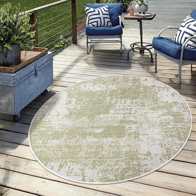 Keen Home Design Terrace Outdoor Round Rug - 8ft Round Washable Indoor/Outdoor by KeenHomeDesign