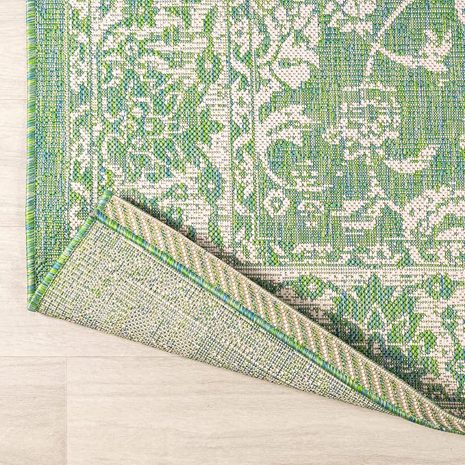 JONATHAN Y Weave Floral Indoor Outdoor Area Rug 3X5 Cream/Green, Tela Bohemian - Image 5