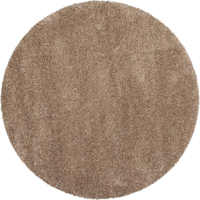 SAFAVIEH Milan Shag Collection 7' Round Dark Beige SG180 Solid Non-Shedding - Image 3