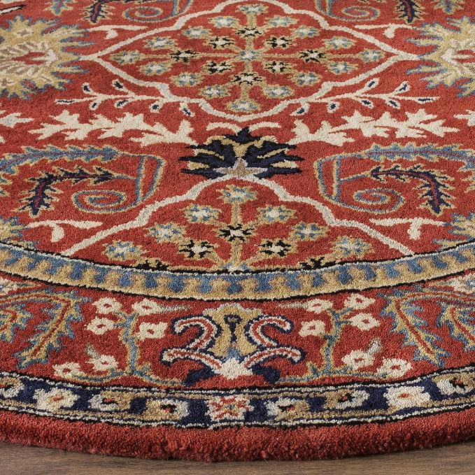 SAFAVIEH Antiquity Collection 6' Round Red / Multi AT64A Handmade Traditional - Image 4