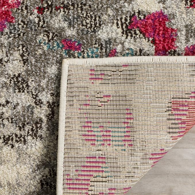 SAFAVIEH Monaco Collection 9' x 12' GreyFuchsia MNC225R Boho Chic Abstract - Image 6