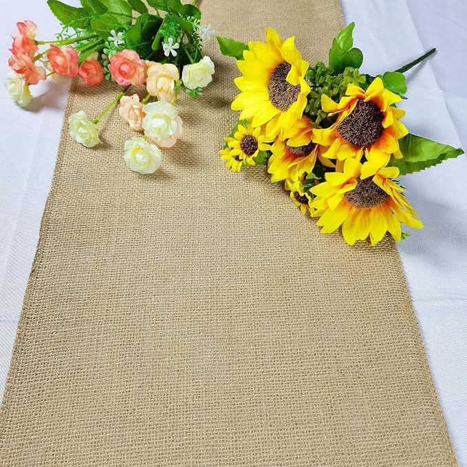 6 Pack 12 x 120 Inch Burlap Table Runners, Natural Rustic Jute Runner Bulk - Image 3