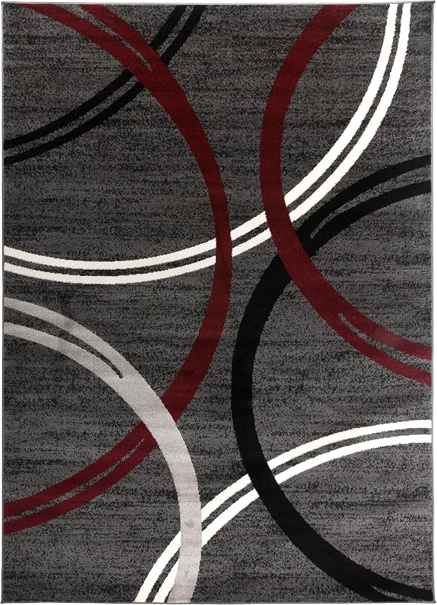 Rugshop Modern Wavy Circles Design Non-Shedding Area Rug, Carpet - Image 2