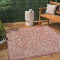 JONATHAN Y Weave Floral Indoor Outdoor Square Area Rug 3X3 Red/Taupe, Tela by JONATHANY