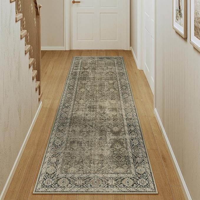 Light Brown 2x5 Vintage Area Rug Hallway Indoor Kitchen Washable Living Room - Image 4