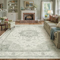 Green Area Rug 8x10 Washable Living Room Carpet Vintage Non Slip Soft Bedroom by PureCozy