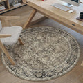 Brown Round Area Rug 3ft Entryway 3x3 Circle Vintage Indoor Kitchen Washable by PureCozy
