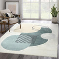 Abani Deco Collection Area Rug -Cream/Green Minimalist Design -6' x 9' by Abani