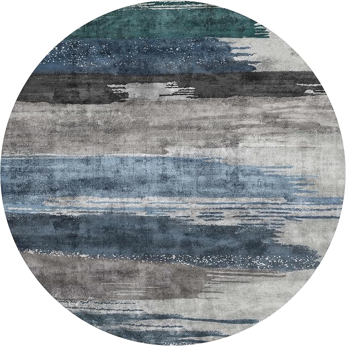 Ciicool 4ft Round Washable Rug, Modern Abstract Circle Rugs, Non-Slip Thin - Image 9