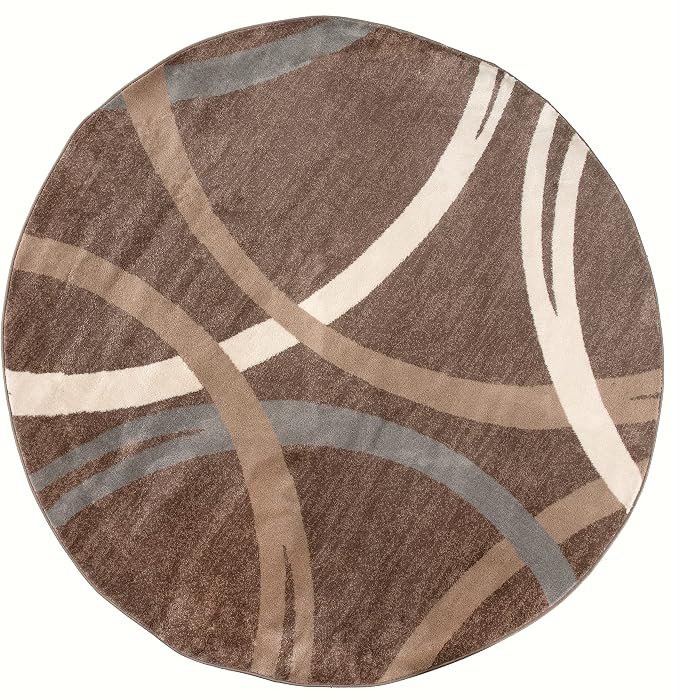 Rugshop Modern Wavy Circles Design Round Rug, Carpet - Image 2