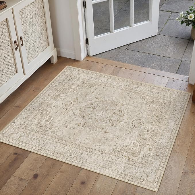 Brown 2x3 Area Rug Washable Vintage Small Carpet by PureCozy