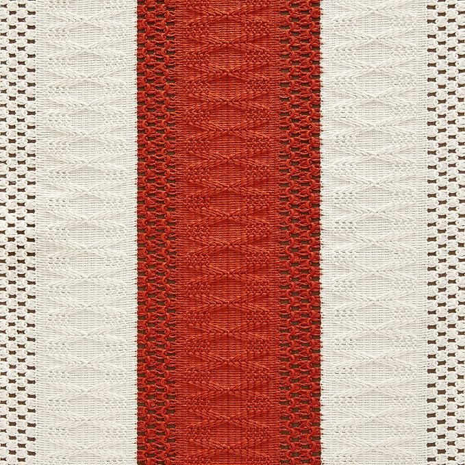 ZeeMart Macrame Style Bicolor Stitching Table Runner, 14 x 90 Inch Orange/Ivory - Image 6