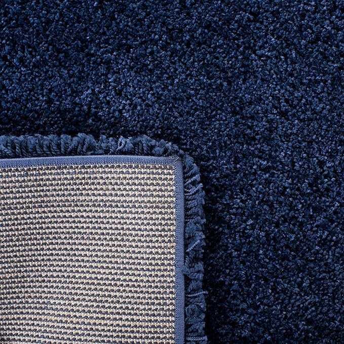 SAFAVIEH Milan Shag Collection 7' Round Navy SG180 Solid Non-Shedding Living - Image 7