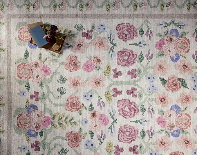 Loloi Rifle Paper Co. Rosa Collection RSA-01 Ivory 2'-6" x 12'-0" Runner Rug - Image 3