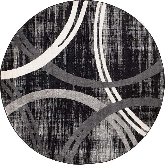Rugshop Modern Wavy Circles Design Round Rug, Non-Shedding Carpet - Image 2