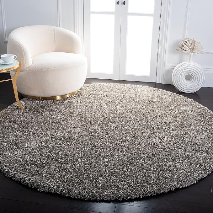 SAFAVIEH Milan Shag Collection 11' Round Grey SG180 Solid Non-Shedding Living - Image 2