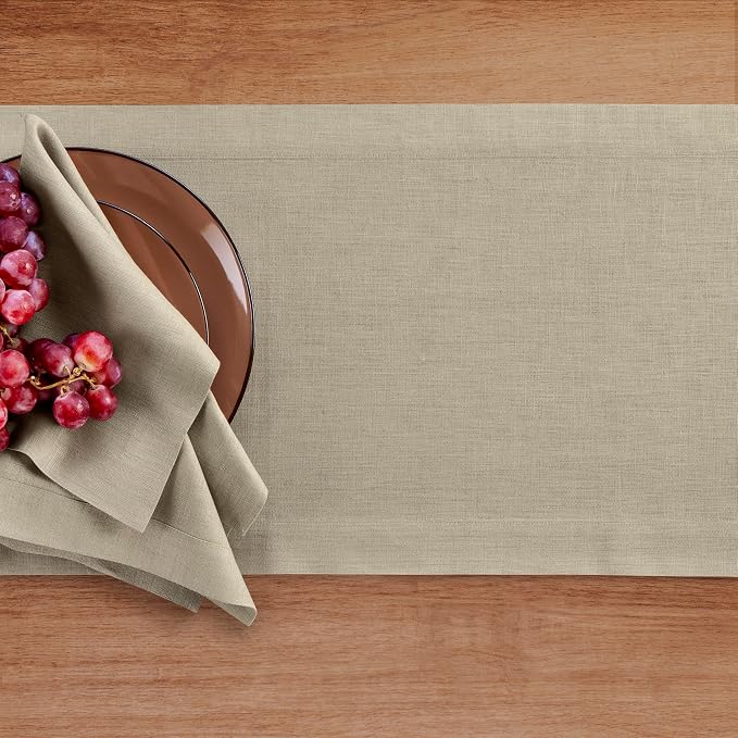 Solino Home Linen Vintage Khaki Table Runner 132 Inches Long - Image 3