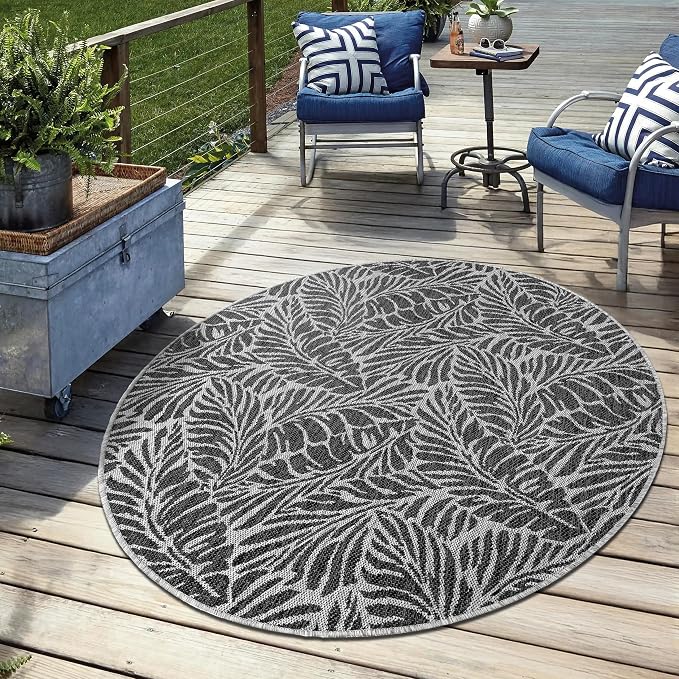 Keen Home Design Terrace Outdoor Round Rug - 5ft Round Washable Indoor/Outdoor by KeenHomeDesign