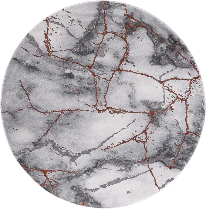 SAFAVIEH Craft Collection 10' Round Grey/Orange CFT877P Modern Abstract - Image 2