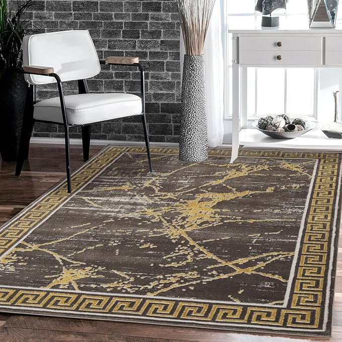GLORY RUGS Area Rugs Marble 5x7 Brown Gold Carpet Modern Abstract Rug Living by GLORYRUGS