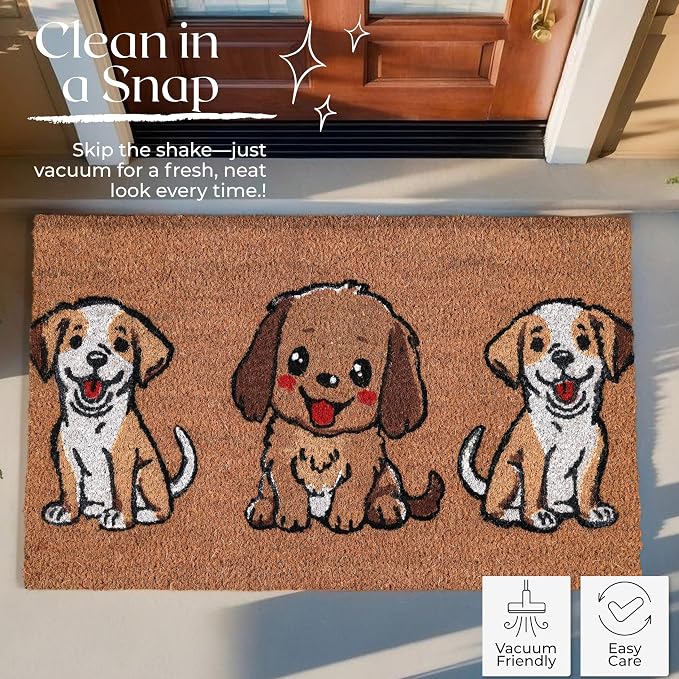 Coir Door Mats 17" X 30", Non-Slip Sturdy, PVC Backed Heavy Duty, The 3 Cute - Image 5