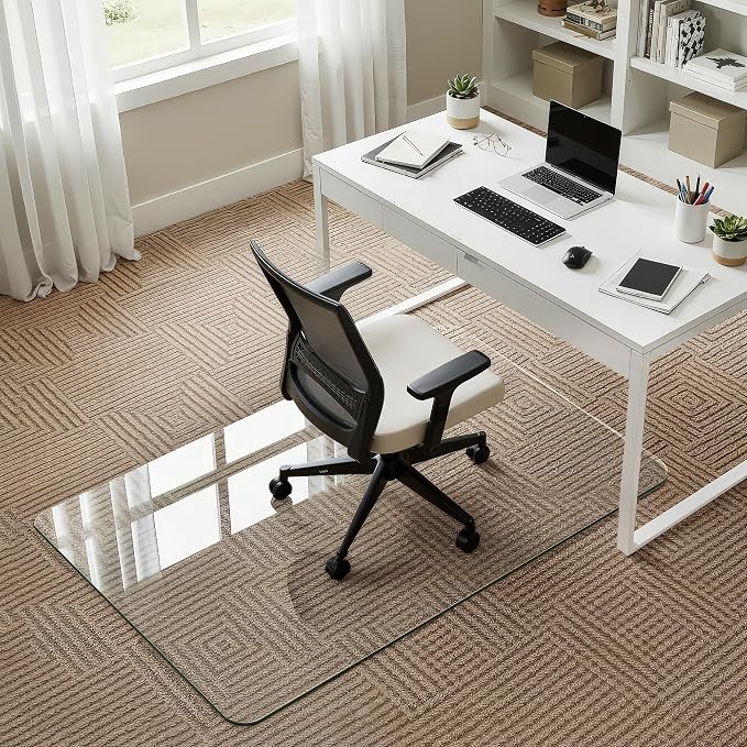 28"x48" Tempered Glass Office Chair Mat by Unknown