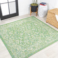 JONATHAN Y Weave Floral Indoor Outdoor Square Area Rug 5X5 Cream/Green by JONATHANY