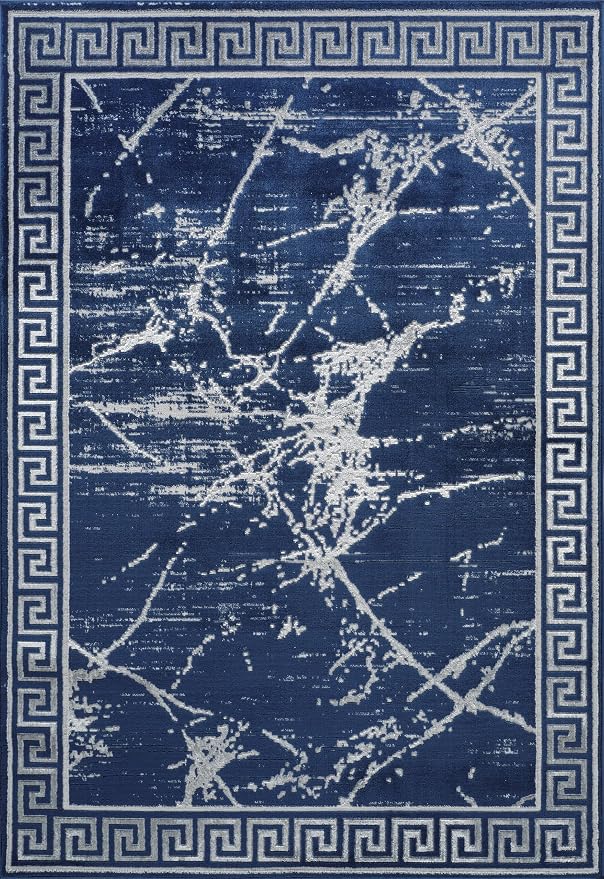 GLORY RUGS Area Rugs Marble 5x7 Navy Gray Carpet Modern Abstract Rug Living - Image 2