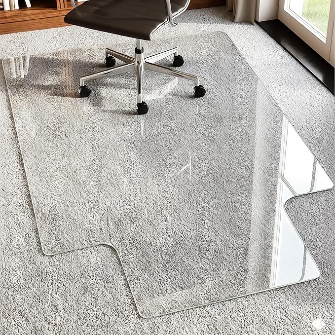 Antok Irregular Tempered Glass Chair Mat, Heavy Duty 0.2" Desk Chair Mat - Image 2