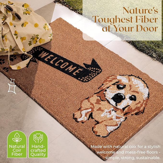 Coir Door Mats 17" X 30", Non-Slip Sturdy, PVC Backed Heavy Duty, Cute Little - Image 9