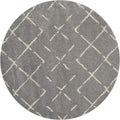 SAFAVIEH Arizona Shag Collection 5'1" Round Grey/Ivory ASG743D Moroccan Diamond by SAFAVIEH